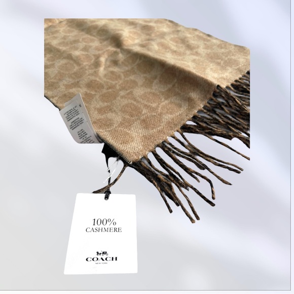 Coach Reversible signature cashmere muffler - brown and black NEW - Picture 3 of 4